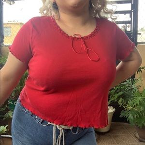 Red Plus Size Baby Tee by Basic Editions